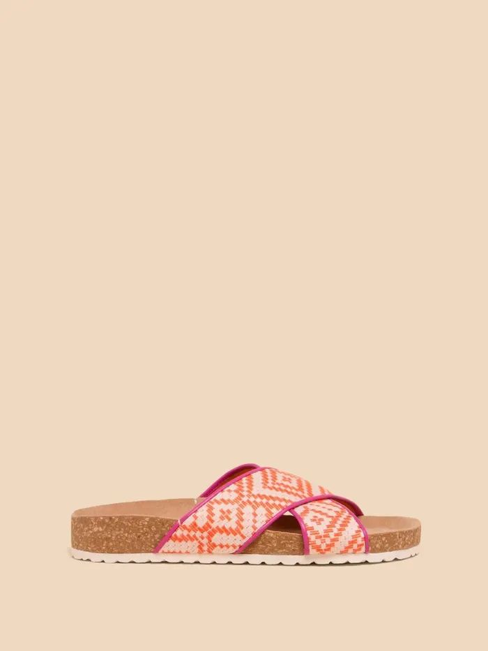 Women SANDALS White Stuff Poppy Footbed Sandal Orange Multi Women SANDALS White Stuff Poppy Footbed Sandal Orange Multi