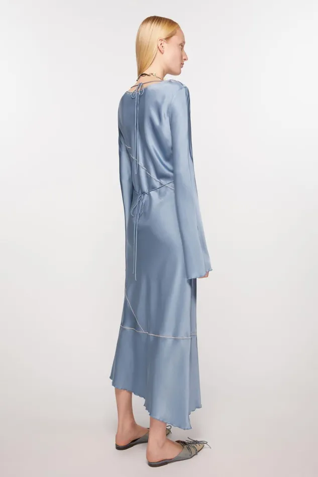 Women Satin Long Dress Dusty Blue Acne Studios Dresses
