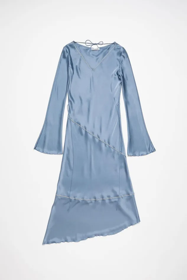 Women Satin Long Dress Dusty Blue Acne Studios Dresses