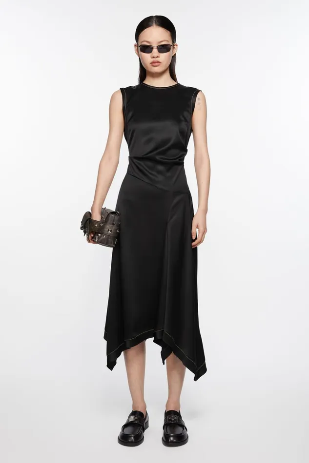 Women Satin Sleeveless Dress Black Acne Studios Dresses