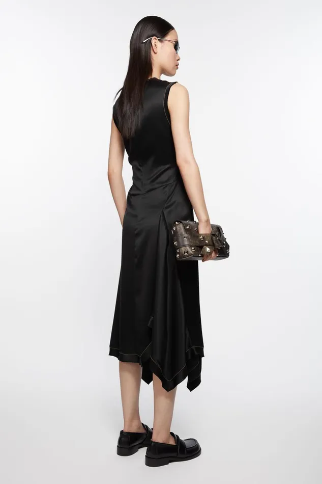 Women Satin Sleeveless Dress Black Acne Studios Dresses