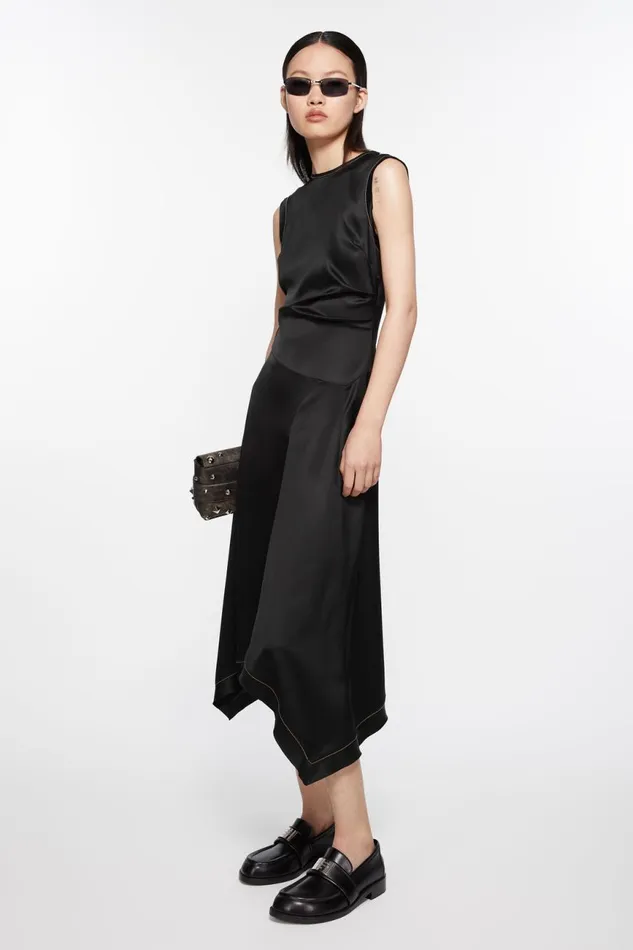 Women Satin Sleeveless Dress Black Acne Studios Dresses