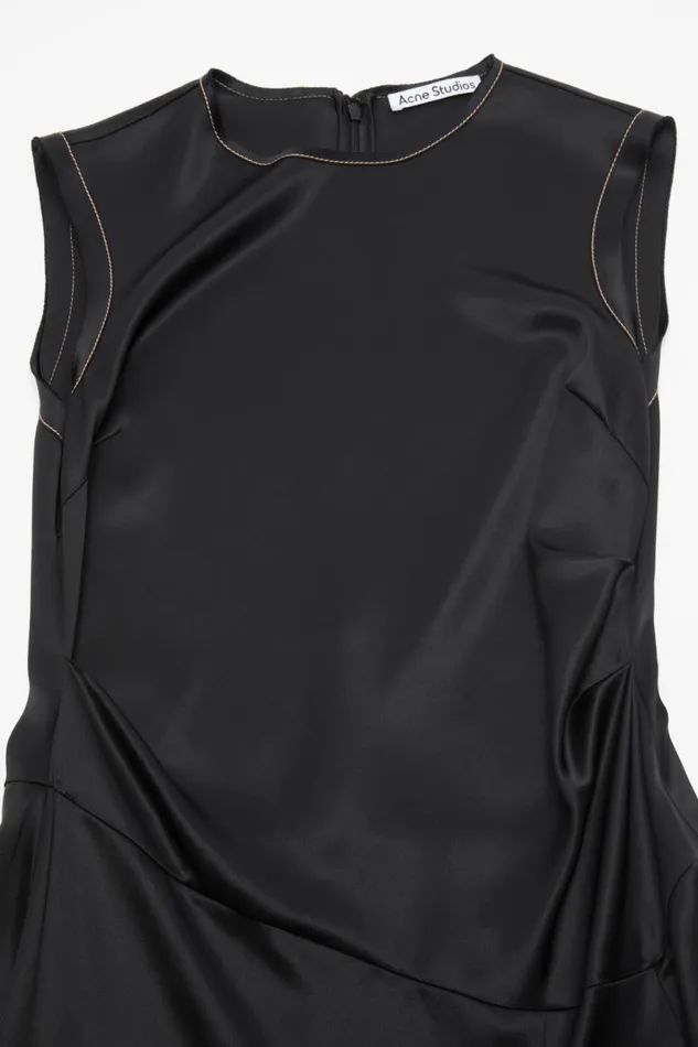 Women Satin Sleeveless Dress Black Acne Studios Dresses