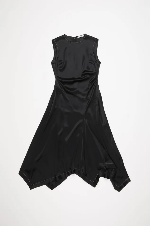 Women Satin Sleeveless Dress Black Acne Studios Dresses