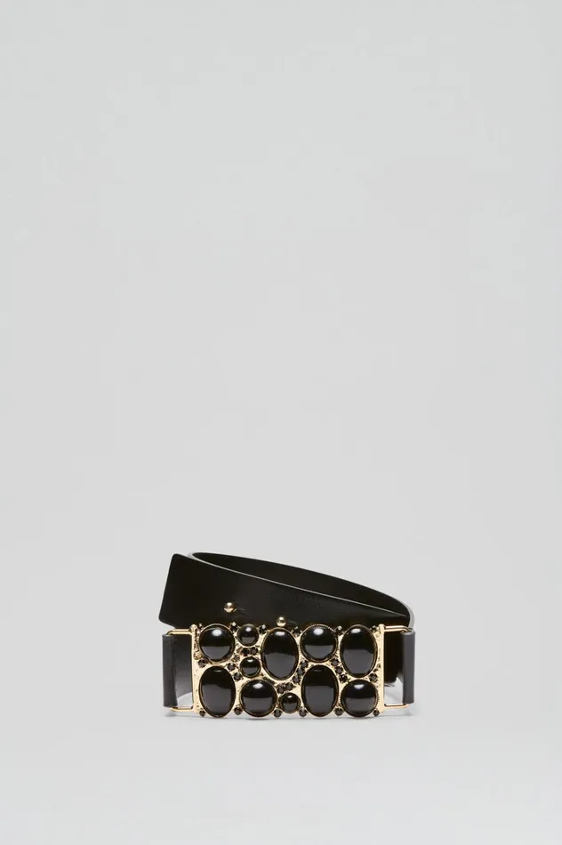 Women Scanlan Theodore Belts ITALIAN JEWELLED BELT 35 Black Women Scanlan Theodore Belts ITALIAN JEWELLED BELT 35 Black