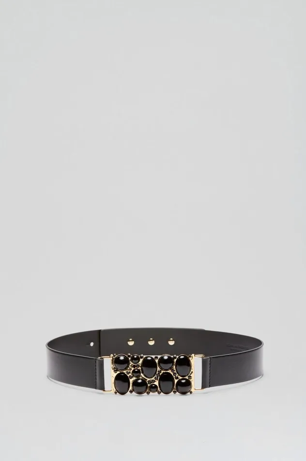 Women Scanlan Theodore Belts ITALIAN JEWELLED BELT 35 Black Women Scanlan Theodore Belts ITALIAN JEWELLED BELT 35 Black