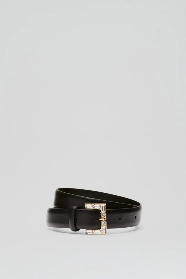 Women Scanlan Theodore Belts STRASS BUCKLE BELT 25 Black Women Scanlan Theodore Belts STRASS BUCKLE BELT 25 Black