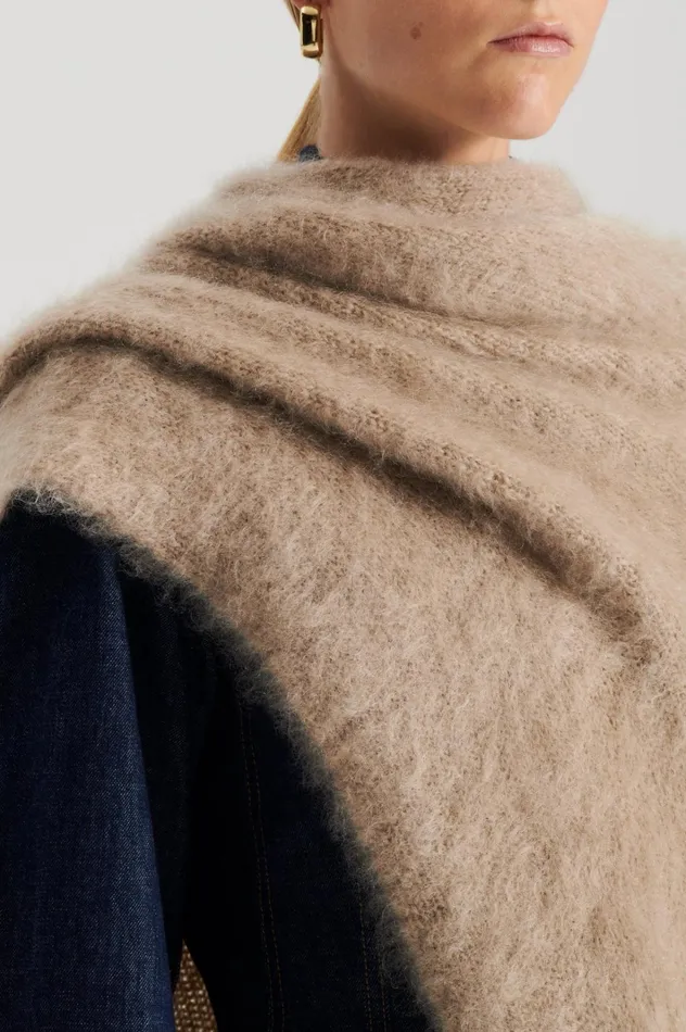 Women Scanlan Theodore Capes BRUSHED FRINGED CAPE Nougat Women Scanlan Theodore Capes BRUSHED FRINGED CAPE Nougat