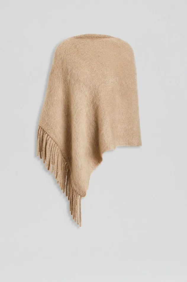 Women Scanlan Theodore Capes BRUSHED FRINGED CAPE Nougat Women Scanlan Theodore Capes BRUSHED FRINGED CAPE Nougat