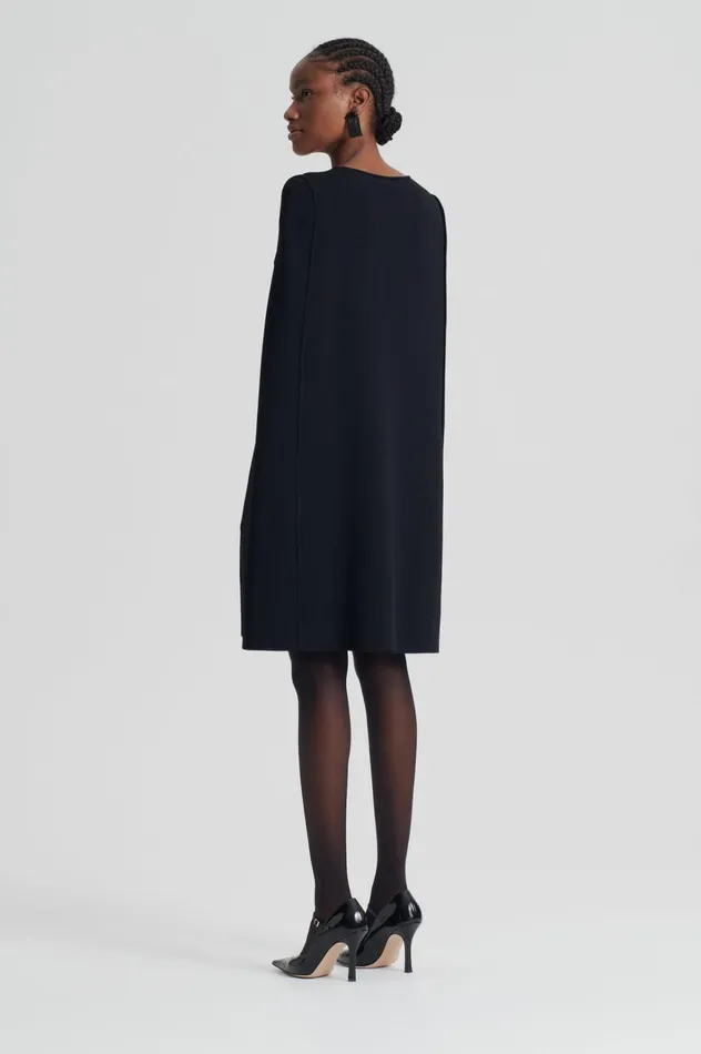 Women Scanlan Theodore Capes CREPE KNIT CAPE DRESS Black Women Scanlan Theodore Capes CREPE KNIT CAPE DRESS Black