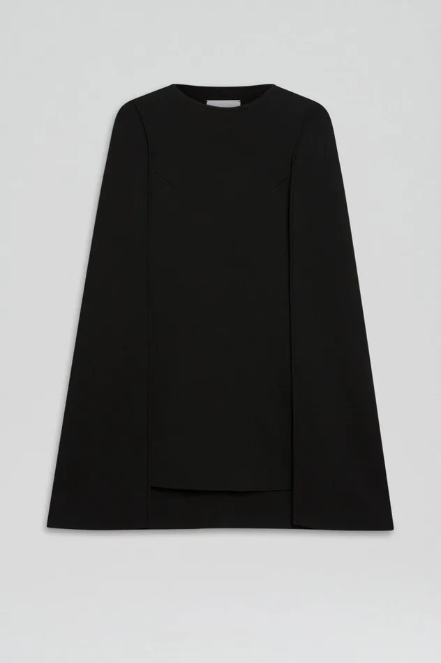 Women Scanlan Theodore Capes CREPE KNIT CAPE DRESS Black Women Scanlan Theodore Capes CREPE KNIT CAPE DRESS Black