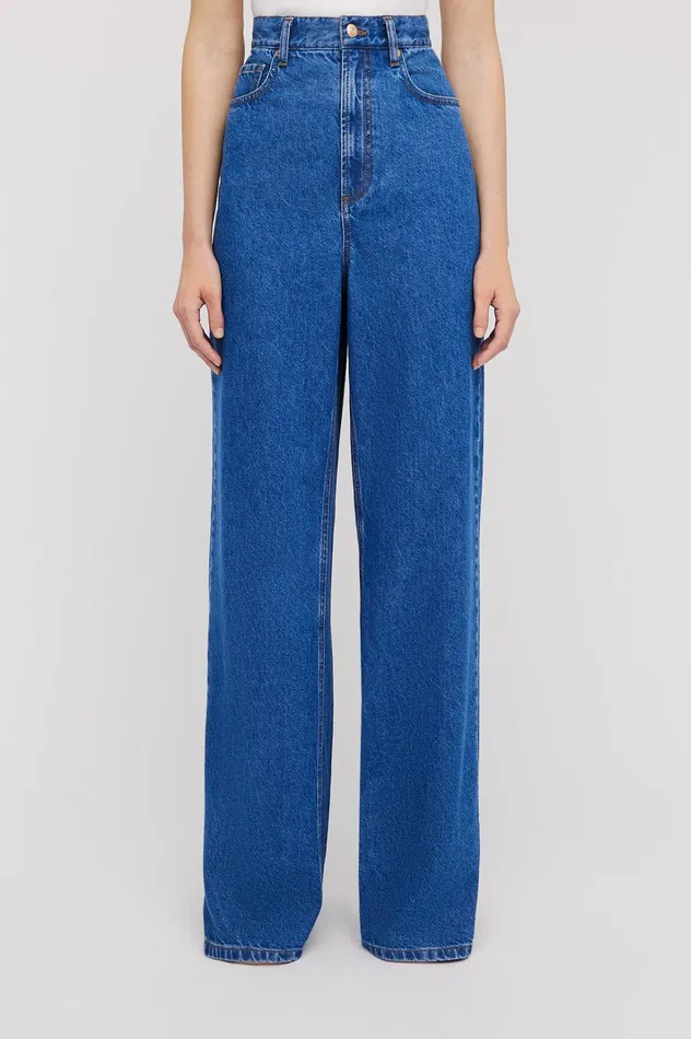Women Scanlan Theodore Denim DENIM DRAPE LEG JEAN Blue1175 Women Scanlan Theodore Denim DENIM DRAPE LEG JEAN Blue1175