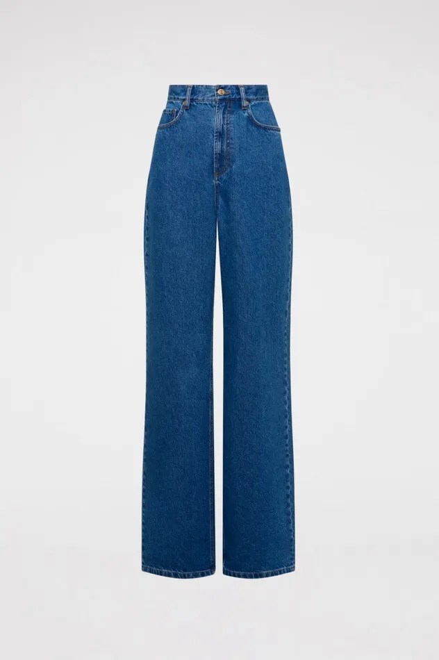 Women Scanlan Theodore Denim DENIM DRAPE LEG JEAN Blue1175 Women Scanlan Theodore Denim DENIM DRAPE LEG JEAN Blue1175