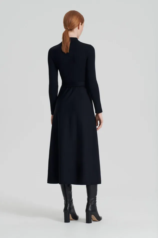 Women Scanlan Theodore Dresses CREPE KNIT BUTTON SOFT DRESS Black Women Scanlan Theodore Dresses CREPE KNIT BUTTON SOFT DRESS Black