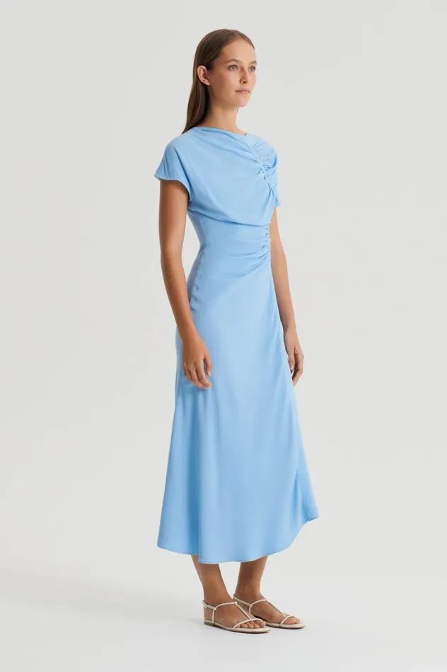 Women Scanlan Theodore Dresses GATHERED DRAPE DRESS Sky Women Scanlan Theodore Dresses GATHERED DRAPE DRESS Sky