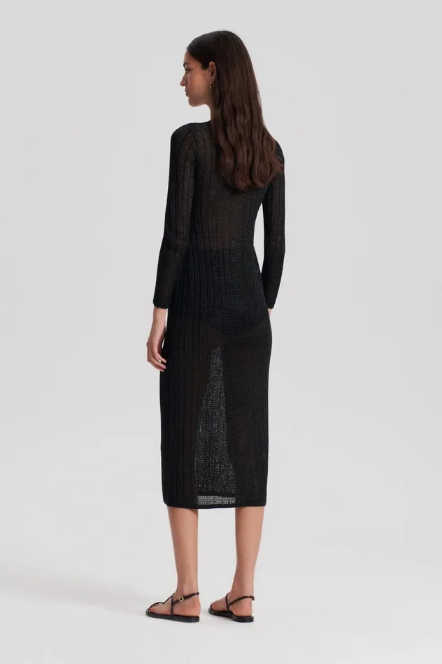 Women Scanlan Theodore Dresses METALLIC KNIT CARDIGAN Black Women Scanlan Theodore Dresses METALLIC KNIT CARDIGAN Black