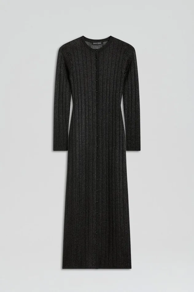 Women Scanlan Theodore Dresses METALLIC KNIT CARDIGAN Black Women Scanlan Theodore Dresses METALLIC KNIT CARDIGAN Black