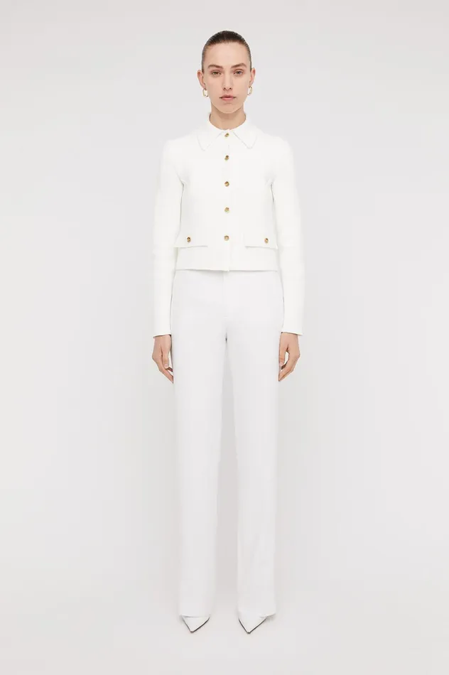 Women Scanlan Theodore Jackets CREPE KNIT BUTTON JACKET Cream