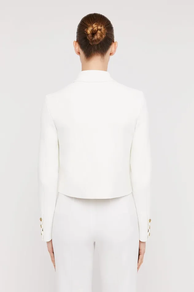 Women Scanlan Theodore Jackets CREPE KNIT BUTTON JACKET Cream Women Scanlan Theodore Jackets CREPE KNIT BUTTON JACKET Cream