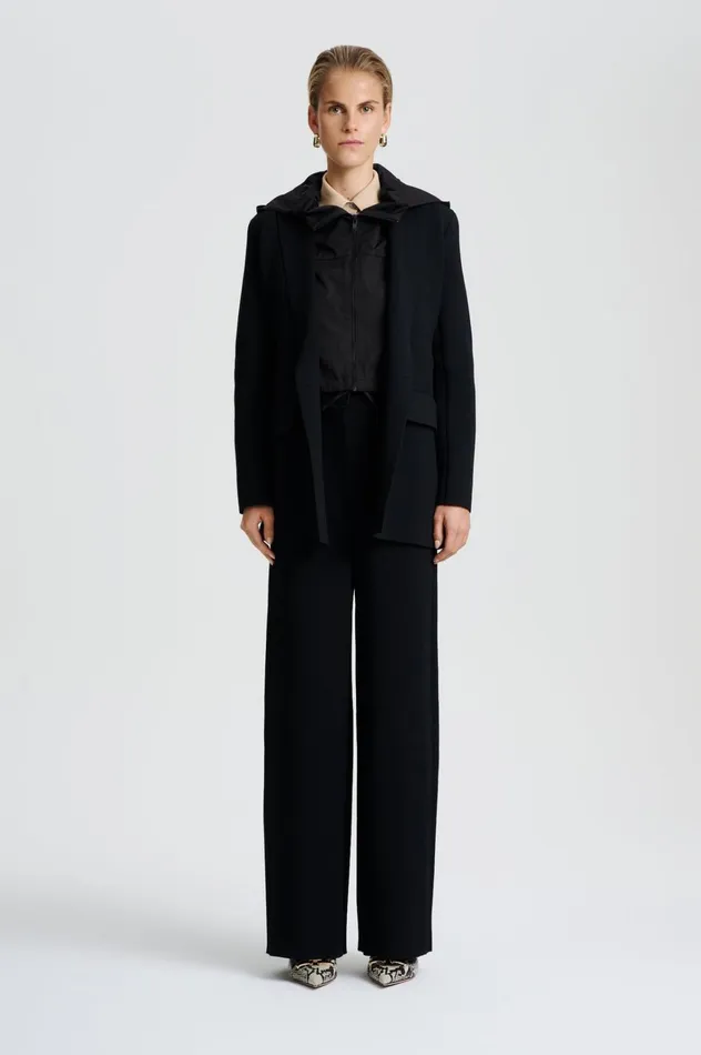 Women Scanlan Theodore Jackets CREPE KNIT TAILORED BLAZER Black