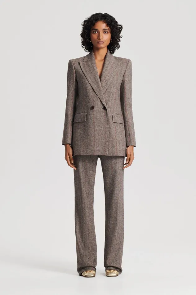 Women Scanlan Theodore Jackets HERRINGBONE WEAVE JACKET Moro