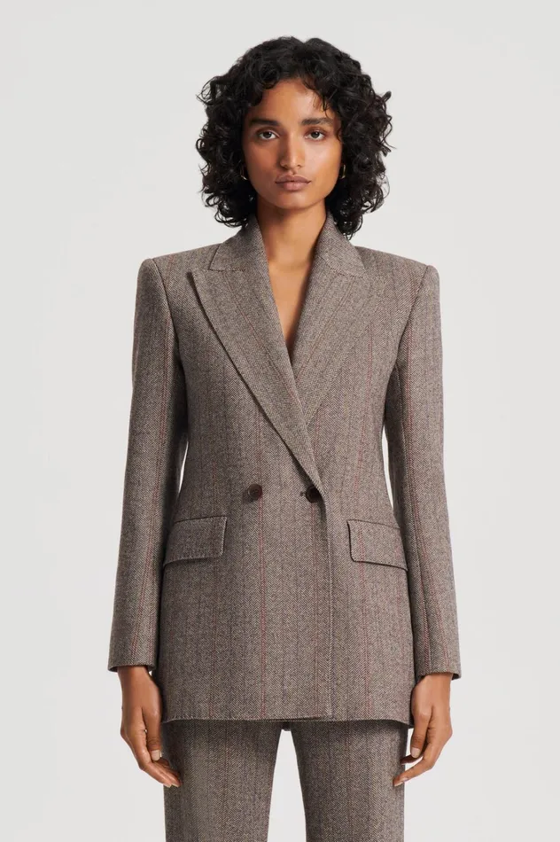 Women Scanlan Theodore Jackets HERRINGBONE WEAVE JACKET Moro Women Scanlan Theodore Jackets HERRINGBONE WEAVE JACKET Moro