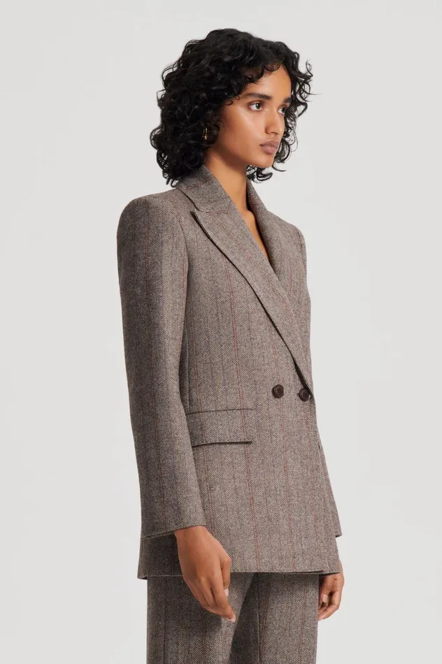Women Scanlan Theodore Jackets HERRINGBONE WEAVE JACKET Moro Women Scanlan Theodore Jackets HERRINGBONE WEAVE JACKET Moro