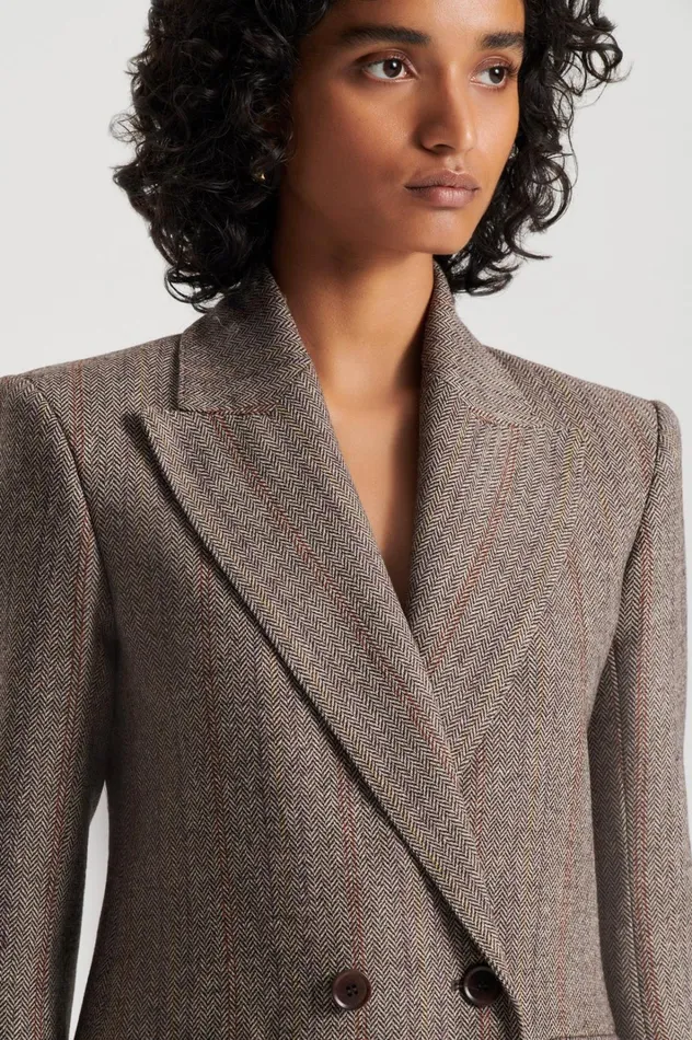 Women Scanlan Theodore Jackets HERRINGBONE WEAVE JACKET Moro Women Scanlan Theodore Jackets HERRINGBONE WEAVE JACKET Moro