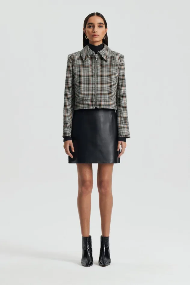 Women Scanlan Theodore Jackets PLAID ZIP JACKET Blackwhite