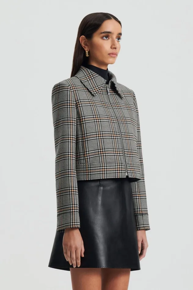 Women Scanlan Theodore Jackets PLAID ZIP JACKET Blackwhite Women Scanlan Theodore Jackets PLAID ZIP JACKET Blackwhite