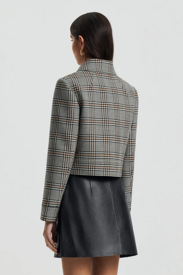 Women Scanlan Theodore Jackets PLAID ZIP JACKET Blackwhite Women Scanlan Theodore Jackets PLAID ZIP JACKET Blackwhite