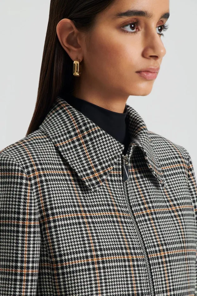 Women Scanlan Theodore Jackets PLAID ZIP JACKET Blackwhite Women Scanlan Theodore Jackets PLAID ZIP JACKET Blackwhite