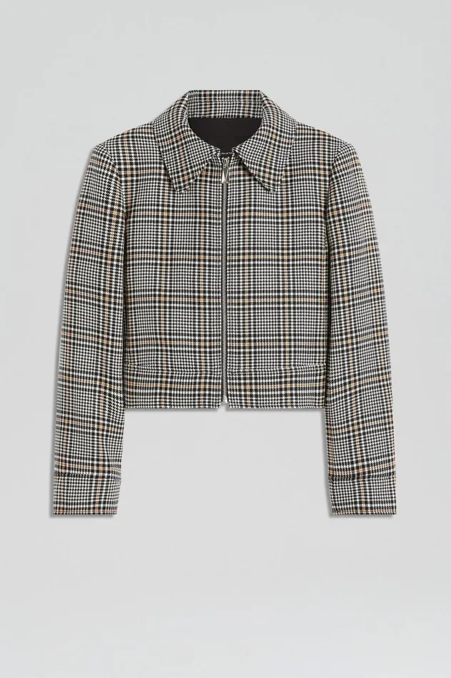 Women Scanlan Theodore Jackets PLAID ZIP JACKET Blackwhite Women Scanlan Theodore Jackets PLAID ZIP JACKET Blackwhite