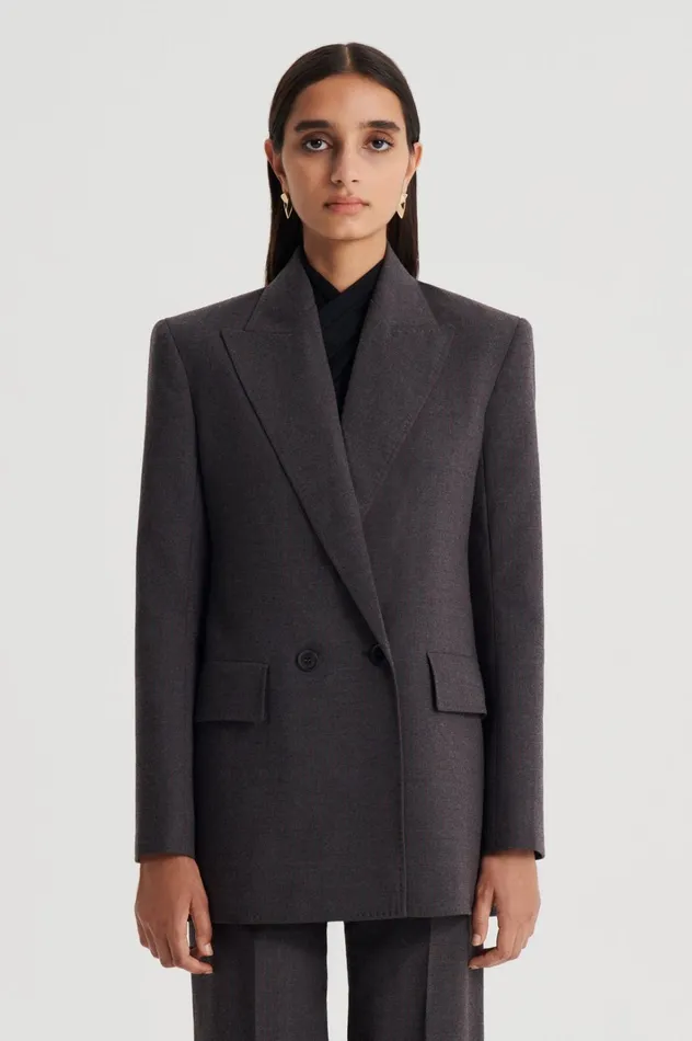 Women Scanlan Theodore Jackets STRIPE TAILORED JACKET Grey Women Scanlan Theodore Jackets STRIPE TAILORED JACKET Grey