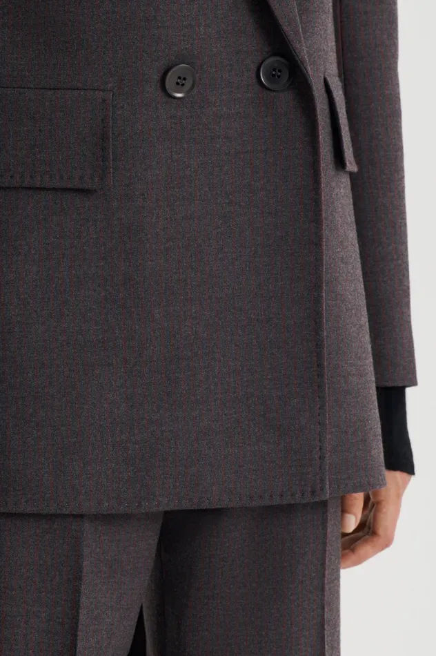 Women Scanlan Theodore Jackets STRIPE TAILORED JACKET Grey Women Scanlan Theodore Jackets STRIPE TAILORED JACKET Grey