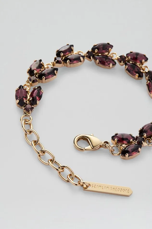 Women Scanlan Theodore Jewelry CRYSTAL LEAF BRACELET Mulberry Women Scanlan Theodore Jewelry CRYSTAL LEAF BRACELET Mulberry