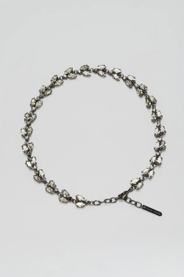 Women Scanlan Theodore Jewelry CRYSTAL LEAF CHOKER Blackdiamond