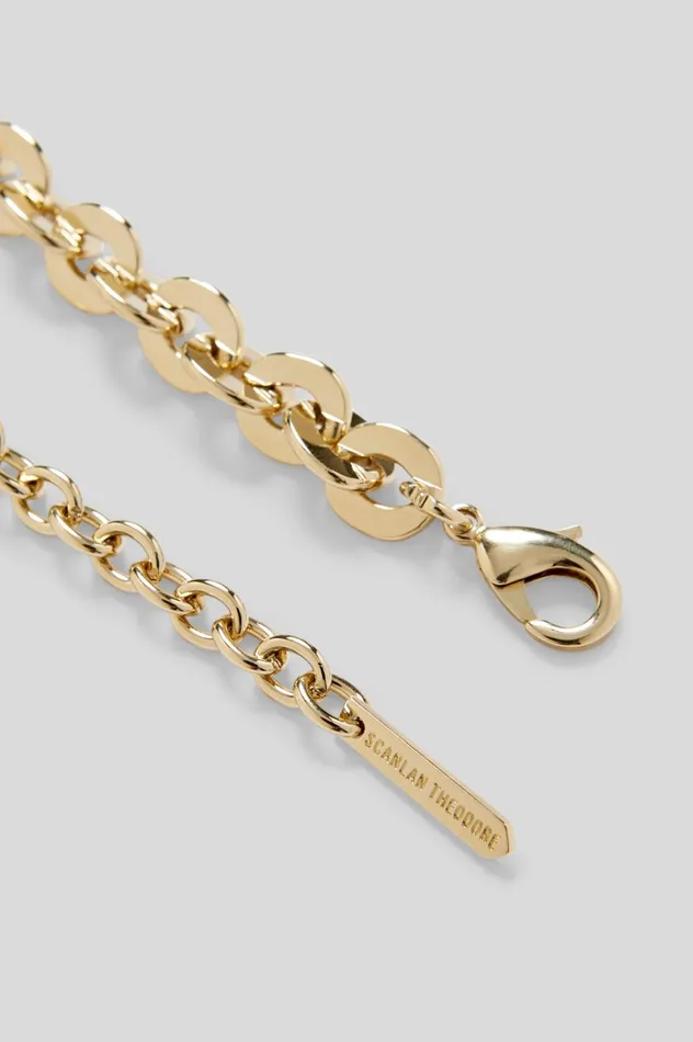 Women Scanlan Theodore Jewelry FLAT RING CHAIN CHOKER Lightgold
