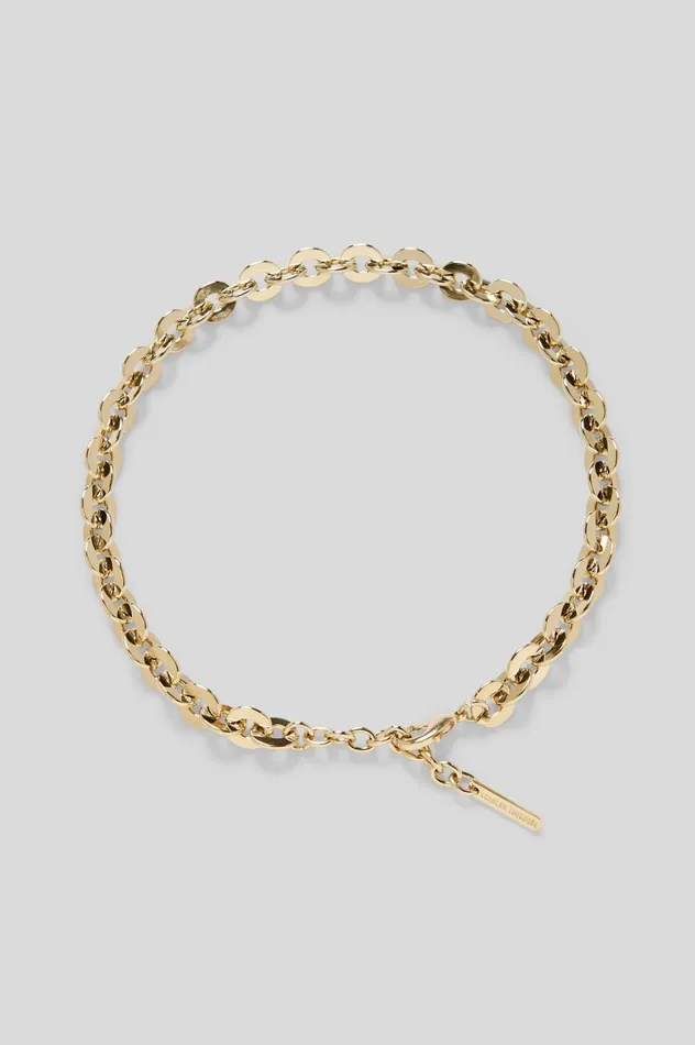 Women Scanlan Theodore Jewelry FLAT RING CHAIN CHOKER Lightgold