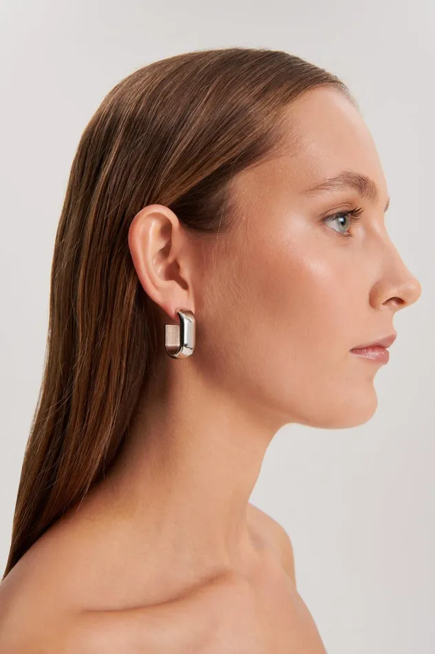 Women Scanlan Theodore Jewelry ROLO HOOP EARRINGS Silver