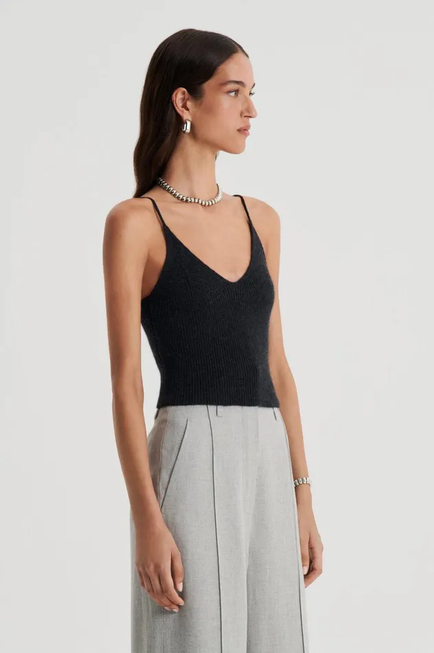 Women Scanlan Theodore Knitwear CASHMERE CAMISOLE Charcoal Women Scanlan Theodore Knitwear CASHMERE CAMISOLE Charcoal