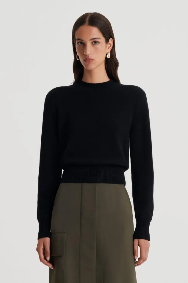 Women Scanlan Theodore Knitwear CASHMERE CREW SWEATER Black Women Scanlan Theodore Knitwear CASHMERE CREW SWEATER Black