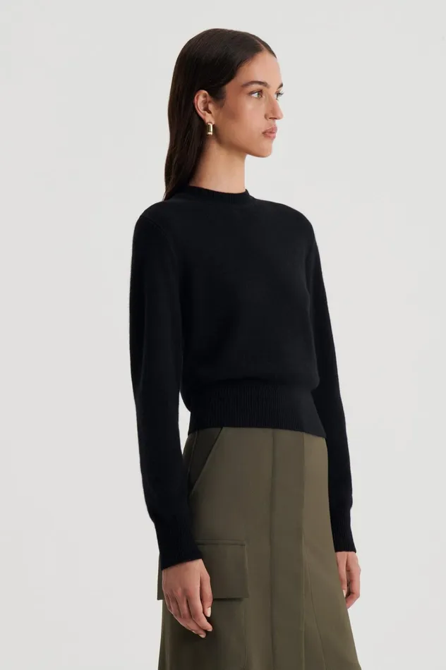 Women Scanlan Theodore Knitwear CASHMERE CREW SWEATER Black Women Scanlan Theodore Knitwear CASHMERE CREW SWEATER Black