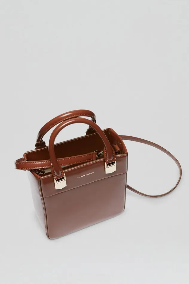 Women Scanlan Theodore Leather MINI SHOPPER Cigar