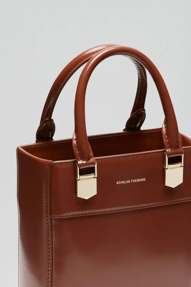 Women Scanlan Theodore Leather MINI SHOPPER Cigar Women Scanlan Theodore Leather MINI SHOPPER Cigar