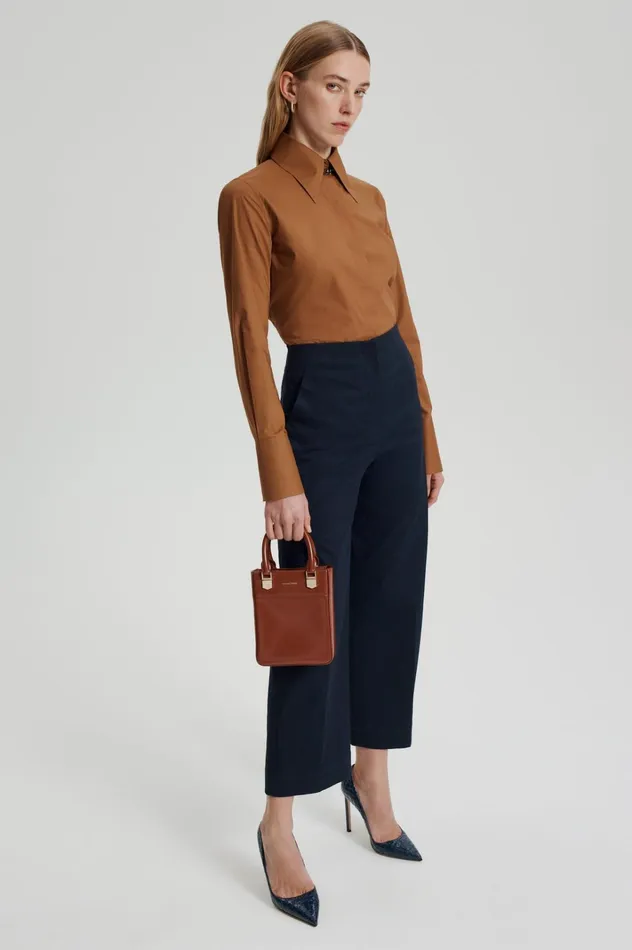 Women Scanlan Theodore Leather MINI SHOPPER Cigar Women Scanlan Theodore Leather MINI SHOPPER Cigar