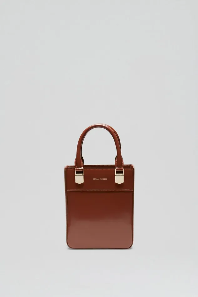 Women Scanlan Theodore Leather MINI SHOPPER Cigar Women Scanlan Theodore Leather MINI SHOPPER Cigar