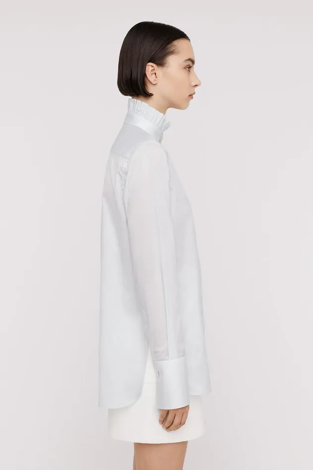 Women Scanlan Theodore Shirts STRIPE RUFFLE SHIRT Paleblue Women Scanlan Theodore Shirts STRIPE RUFFLE SHIRT Paleblue