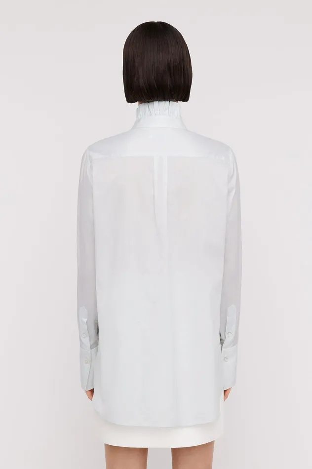 Women Scanlan Theodore Shirts STRIPE RUFFLE SHIRT Paleblue Women Scanlan Theodore Shirts STRIPE RUFFLE SHIRT Paleblue