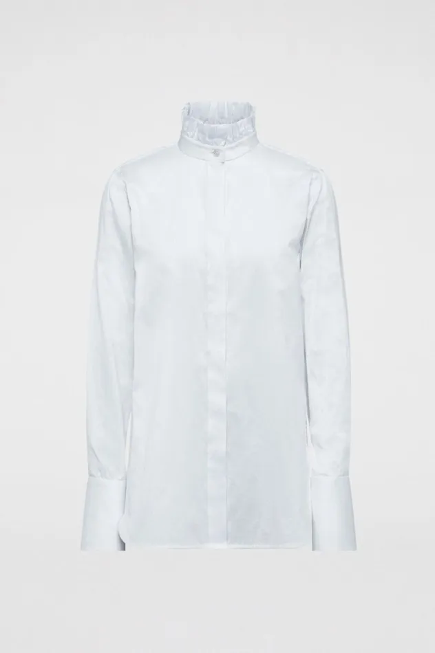 Women Scanlan Theodore Shirts STRIPE RUFFLE SHIRT Paleblue Women Scanlan Theodore Shirts STRIPE RUFFLE SHIRT Paleblue